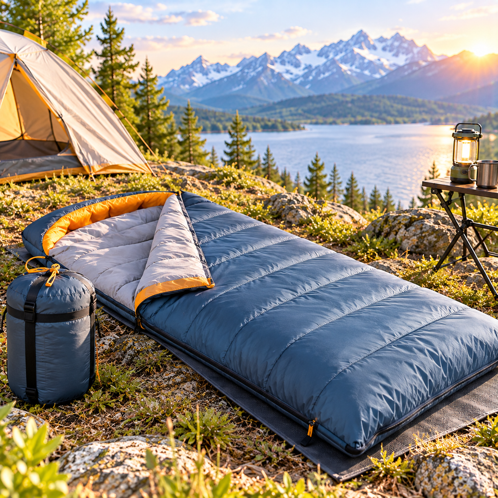 CALVEXOD™ EmberRest 40°F Camping Sleeping Bag – Lightweight Synthetic Rectangular Sleeping Bag with Stuff Sack for Summer & Early Fall Camping