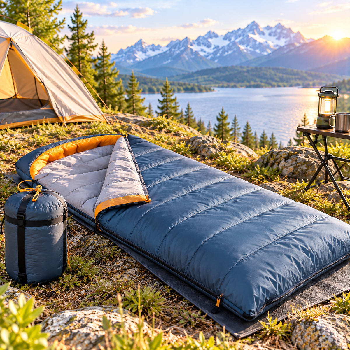 CALVEXOD™ EmberRest 40°F Camping Sleeping Bag – Lightweight Synthetic Rectangular Sleeping Bag with Stuff Sack for Summer & Early Fall Camping