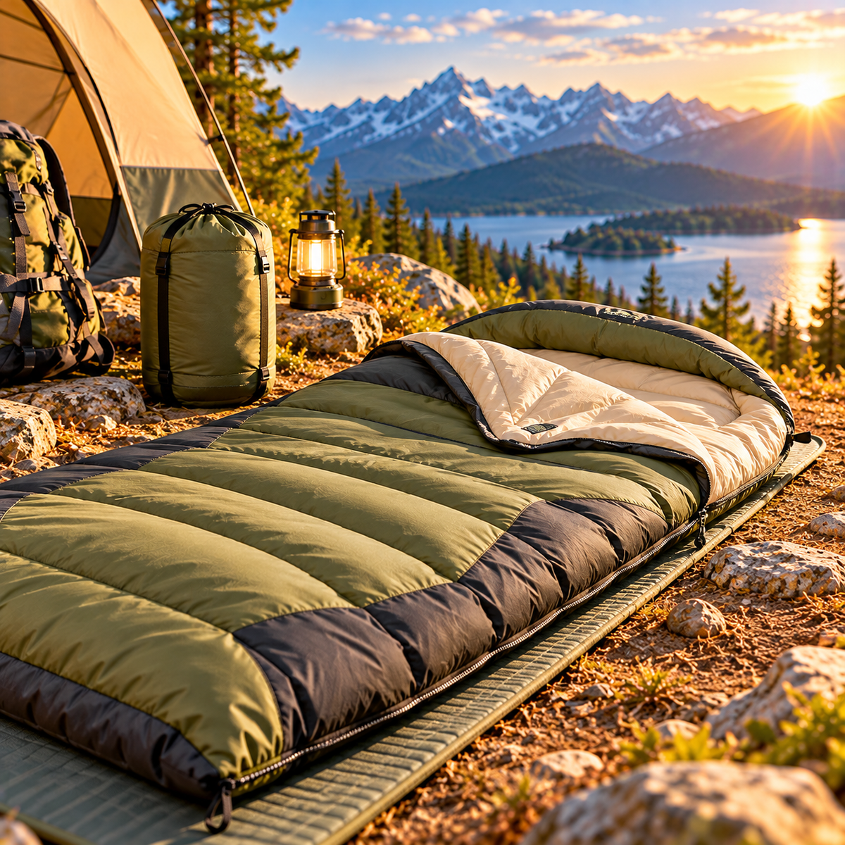 CALVEXOD™ EmberRest 40°F Camping Sleeping Bag – Lightweight Synthetic Rectangular Sleeping Bag with Stuff Sack for Summer & Early Fall Camping