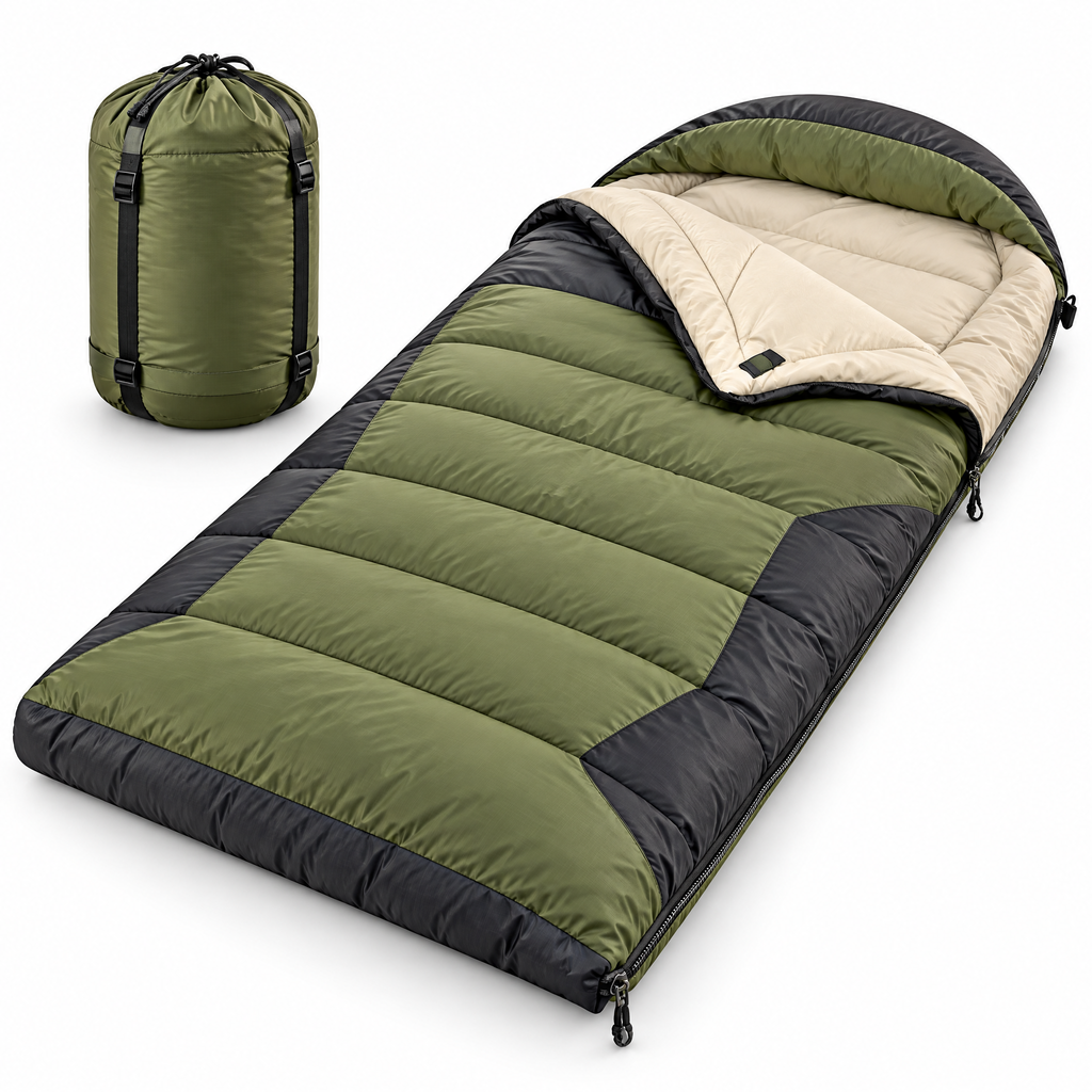CALVEXOD™ EmberRest 40°F Camping Sleeping Bag – Lightweight Synthetic Rectangular Sleeping Bag with Stuff Sack for Summer & Early Fall Camping
