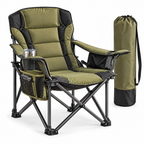 CALVEXOD™ BaseCamp Folding Camping Chair – Portable Padded Outdoor Chair with Cup Holder, Side Pocket & Carry Bag for Camp, Sports & Outdoor Events
