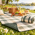 CALVEXOD™ MeadowGrid XL Picnic Blanket – 70 × 80 in Water-Resistant Foldable Outdoor Blanket with Carry Handle for Park, Beach & Camping