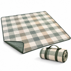 CALVEXOD™ MeadowGrid XL Picnic Blanket – 70 × 80 in Water-Resistant Foldable Outdoor Blanket with Carry Handle for Park, Beach & Camping