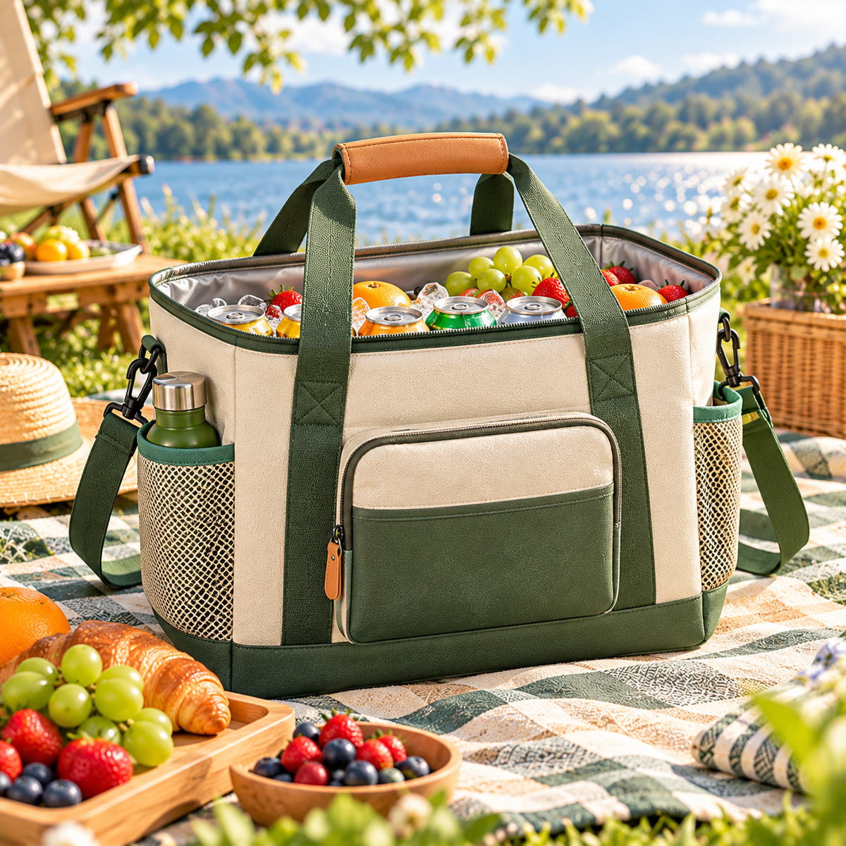CALVEXOD™ DayChill 18-Can Insulated Picnic Cooler Tote – Soft Cooler Bag with Leak-Resistant Lining, Shoulder Strap & Exterior Pocket