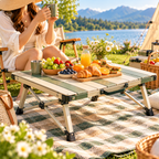 CALVEXOD™ Parkside Low Folding Picnic Table – Portable Aluminum Outdoor Table with Carry Handle for Picnics, Camping, Beach & Patio
