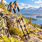 CALVEXOD™ RidgeLine Trekking Poles – Pair of Adjustable Aluminum Hiking Poles with Cork-Blend Grips, Wrist Straps & Trail Baskets